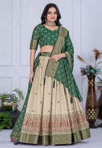 Load image into Gallery viewer, Green Silk Lehenga Choli