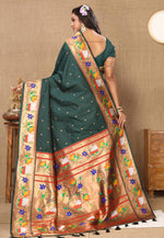 Load image into Gallery viewer, Green Silk Paithani Saree