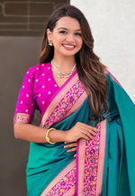 Load image into Gallery viewer, Green Silk Paithani Saree