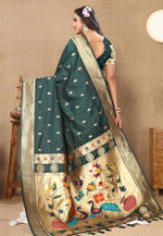 Load image into Gallery viewer, Green Silk Paithani Saree