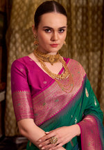 Load image into Gallery viewer, Green Silk Saree With Blouse