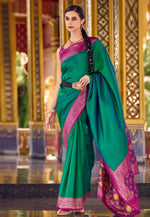 Load image into Gallery viewer, Green Silk Saree With Blouse