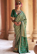 Load image into Gallery viewer, Green Silk Saree With Blouse
