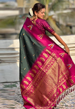 Load image into Gallery viewer, Green Silk Saree With Blouse