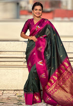 Load image into Gallery viewer, Green Silk Saree With Blouse