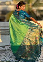 Load image into Gallery viewer, Green Silk Saree With Blouse