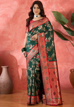 Load image into Gallery viewer, Green Silk Saree With Blouse