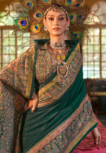 Load image into Gallery viewer, Green Silk Saree With Blouse