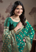 Load image into Gallery viewer, Green Silk Saree With Blouse