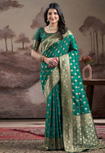 Load image into Gallery viewer, Green Silk Saree With Blouse
