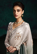 Load image into Gallery viewer, Green Tissue Half N Half Saree