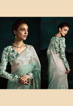 Load image into Gallery viewer, Green Tissue Half N Half Saree