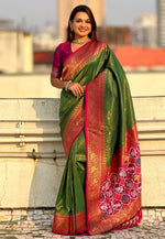 Load image into Gallery viewer, Green Tissue Saree With Blouse