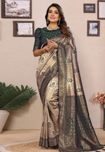 Load image into Gallery viewer, Green Tissue Silk Saree With Blouse