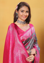 Load image into Gallery viewer, Grey Kanjivaram Silk Saree