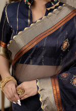 Load image into Gallery viewer, Grey Linen Saree With Blouse