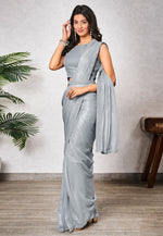 Load image into Gallery viewer, Grey Shimmer Georgette Saree With Blouse