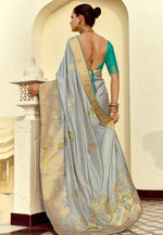 Load image into Gallery viewer, Grey Silk Saree With Blouse