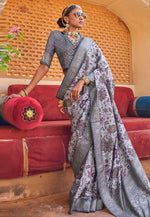 Load image into Gallery viewer, Grey Silk Saree With Blouse