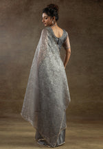Load image into Gallery viewer, Grey Tissue Saree With Blouse