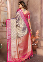 Load image into Gallery viewer, Grey Tissue Silk Saree With Blouse