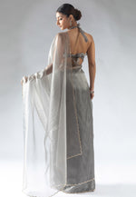 Load image into Gallery viewer, Grey Tissue Silk Saree With Blouse