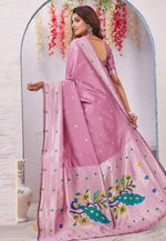 Load image into Gallery viewer, Lavender Banarasi Silk Saree
