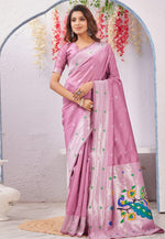 Load image into Gallery viewer, Lavender Banarasi Silk Saree