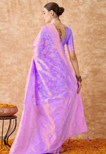 Load image into Gallery viewer, Lavender Banarasi Silk Saree