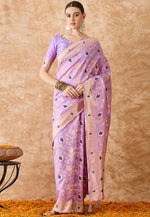 Load image into Gallery viewer, Lavender Banarasi Silk Saree