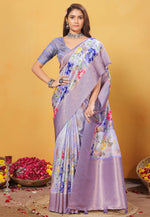 Load image into Gallery viewer, Lavender Bemberg Saree With Blouse