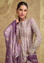 Load image into Gallery viewer, Lavender Georgette Indo Western Lehenga Choli