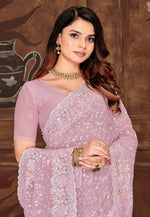 Load image into Gallery viewer, Lavender Georgette Saree With Blouse