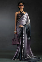 Load image into Gallery viewer, Lavender Satin Silk Saree With Blouse