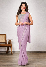 Load image into Gallery viewer, Lavender Shimmer Georgette Saree With Blouse