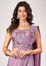 Load image into Gallery viewer, Lavender Shimmer Georgette Saree With Blouse