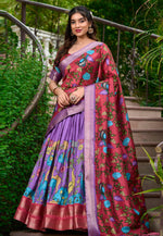 Load image into Gallery viewer, Lavender Silk Floral Lehenga choli