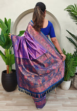Load image into Gallery viewer, Lavender Silk Paithani Saree