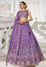 Load image into Gallery viewer, Lavender Tissue Lehenga Choli For Wedding