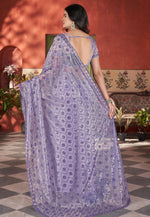 Load image into Gallery viewer, Lavender Tissue Saree With Blouse