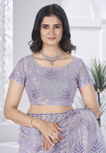 Load image into Gallery viewer, Lavender Tissue Sequence Saree