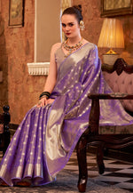 Load image into Gallery viewer, Lavender Tissue Silk Saree With Blouse