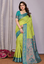 Load image into Gallery viewer, Light Green Banarasi Silk Saree