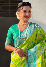 Load image into Gallery viewer, Light Green Banarasi Silk Saree