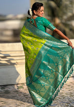Load image into Gallery viewer, Light Green Banarasi Silk Saree