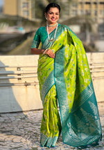 Load image into Gallery viewer, Light Green Banarasi Silk Saree
