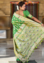 Load image into Gallery viewer, Light Green Banarasi Silk Saree With Blouse
