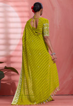 Load image into Gallery viewer, Light Green Chiffon Saree With Blouse