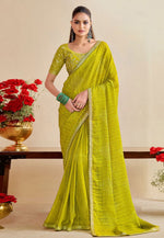 Load image into Gallery viewer, Light Green Chiffon Saree With Blouse