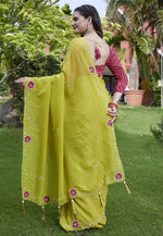 Load image into Gallery viewer, Light Green Chiffon Saree With Blouse